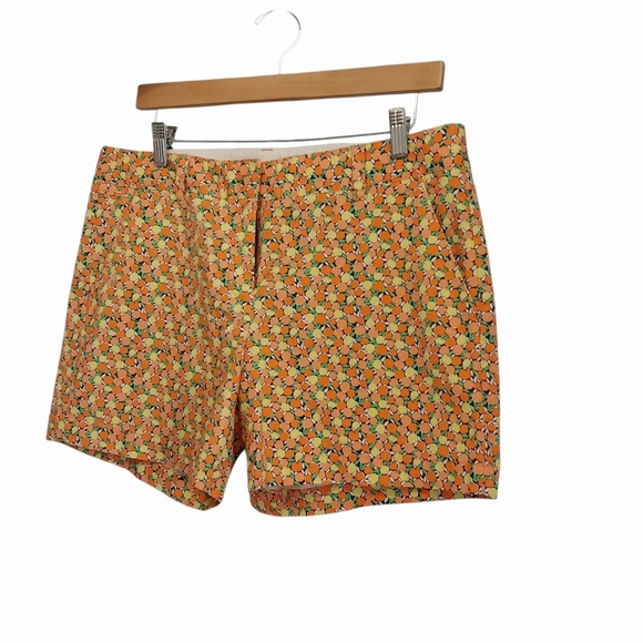 Lands End Women's Size 10 Chino Vibrant Orange Yellow Fruit Print Causal Shorts - Picture 3 of 10